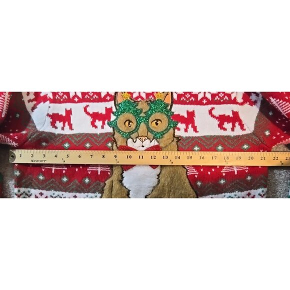 Blizzard Bay Fair Isle Cat Christmas Ugly Sweater All Over Print Whimsical Sz L - Picture 6 of 11